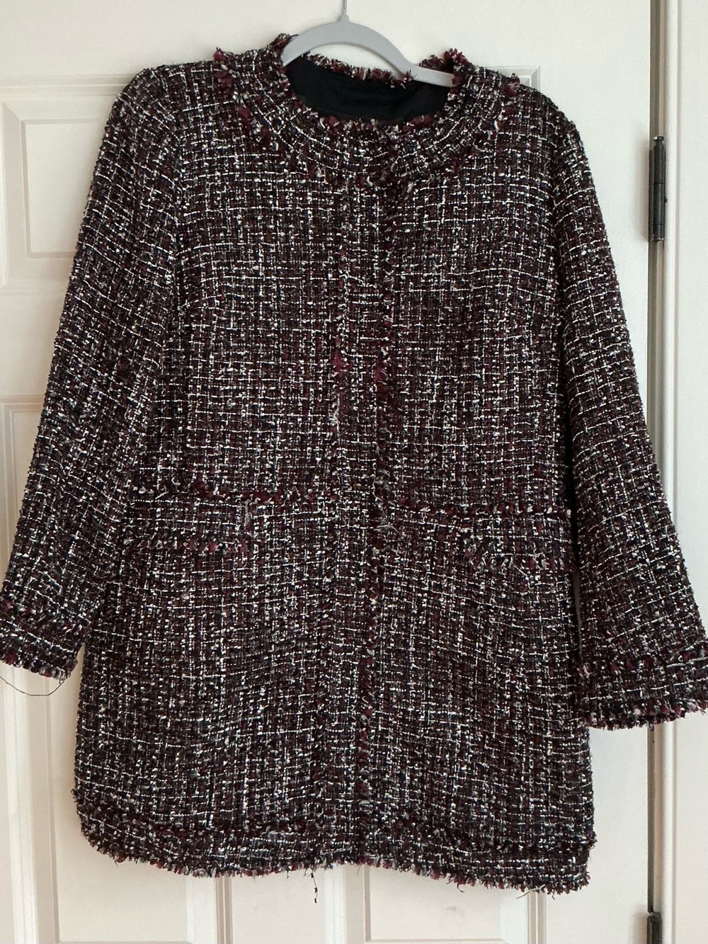 Ann Taylor Burgundy Tweed Blazer Jacket